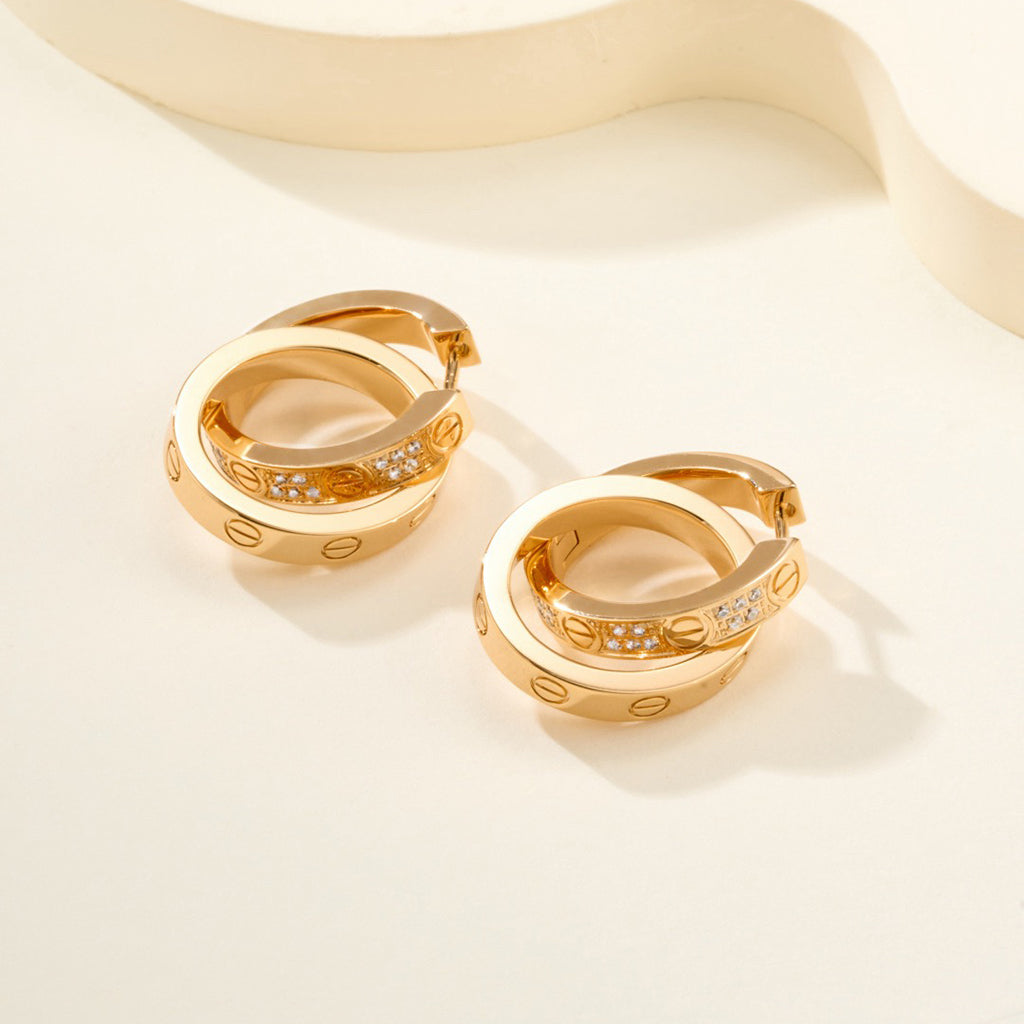 [Limara] LOVE 3.3MM DANGLE HALF DIAMOND EARRINGS