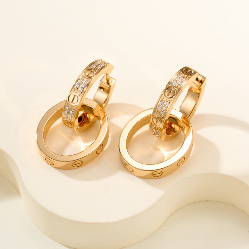 [Limara] LOVE 3.3MM DANGLE HALF DIAMOND EARRINGS