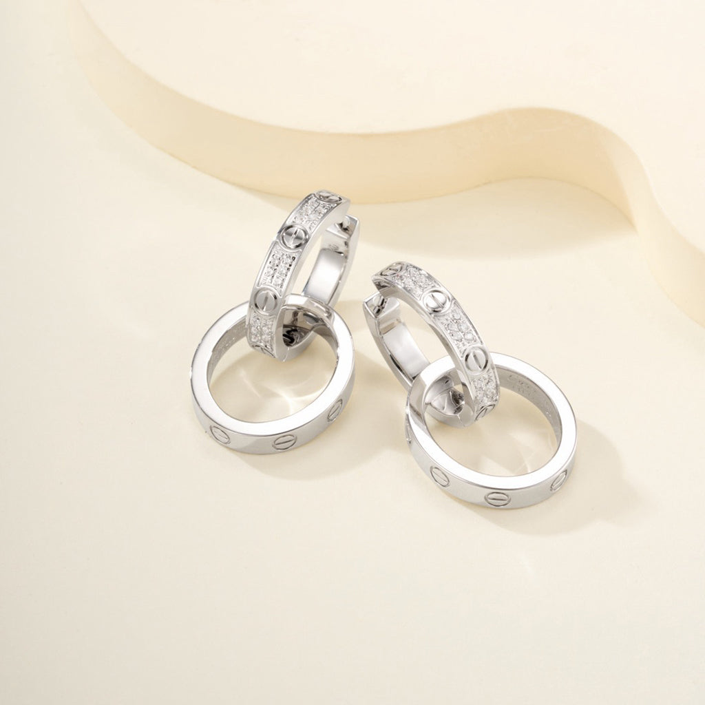 [Limara] LOVE 3.3MM DANGLE HALF DIAMOND EARRINGS