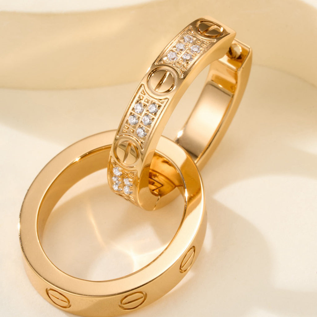 [Limara] LOVE 3.3MM DANGLE HALF DIAMOND EARRINGS