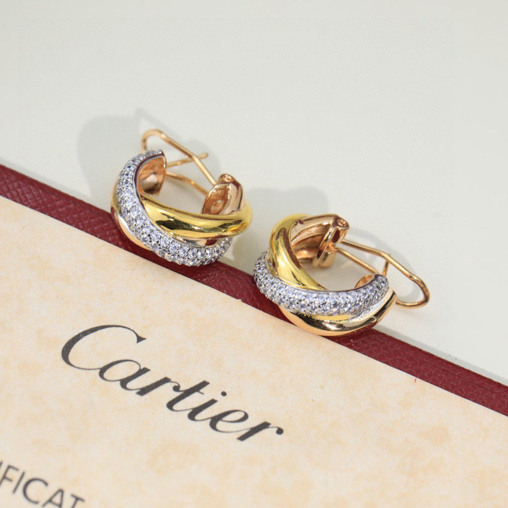 [Limara] TRINITY HALF DIAMOND  CLASSIC EARRINGS