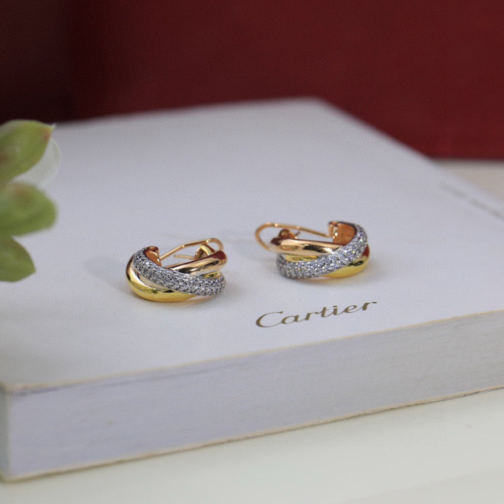 [Limara] TRINITY HALF DIAMOND  CLASSIC EARRINGS