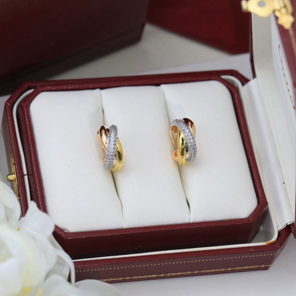 [Limara] TRINITY HALF DIAMOND  CLASSIC EARRINGS