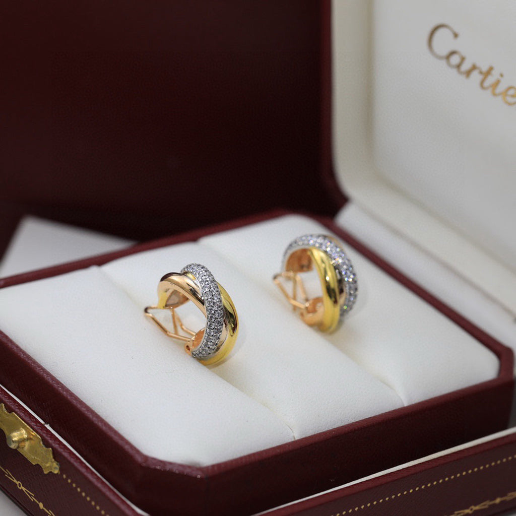 [Limara] TRINITY HALF DIAMOND  CLASSIC EARRINGS