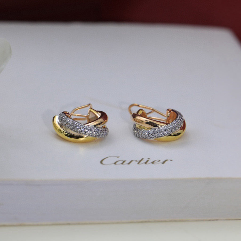 [Limara] TRINITY HALF DIAMOND  CLASSIC EARRINGS