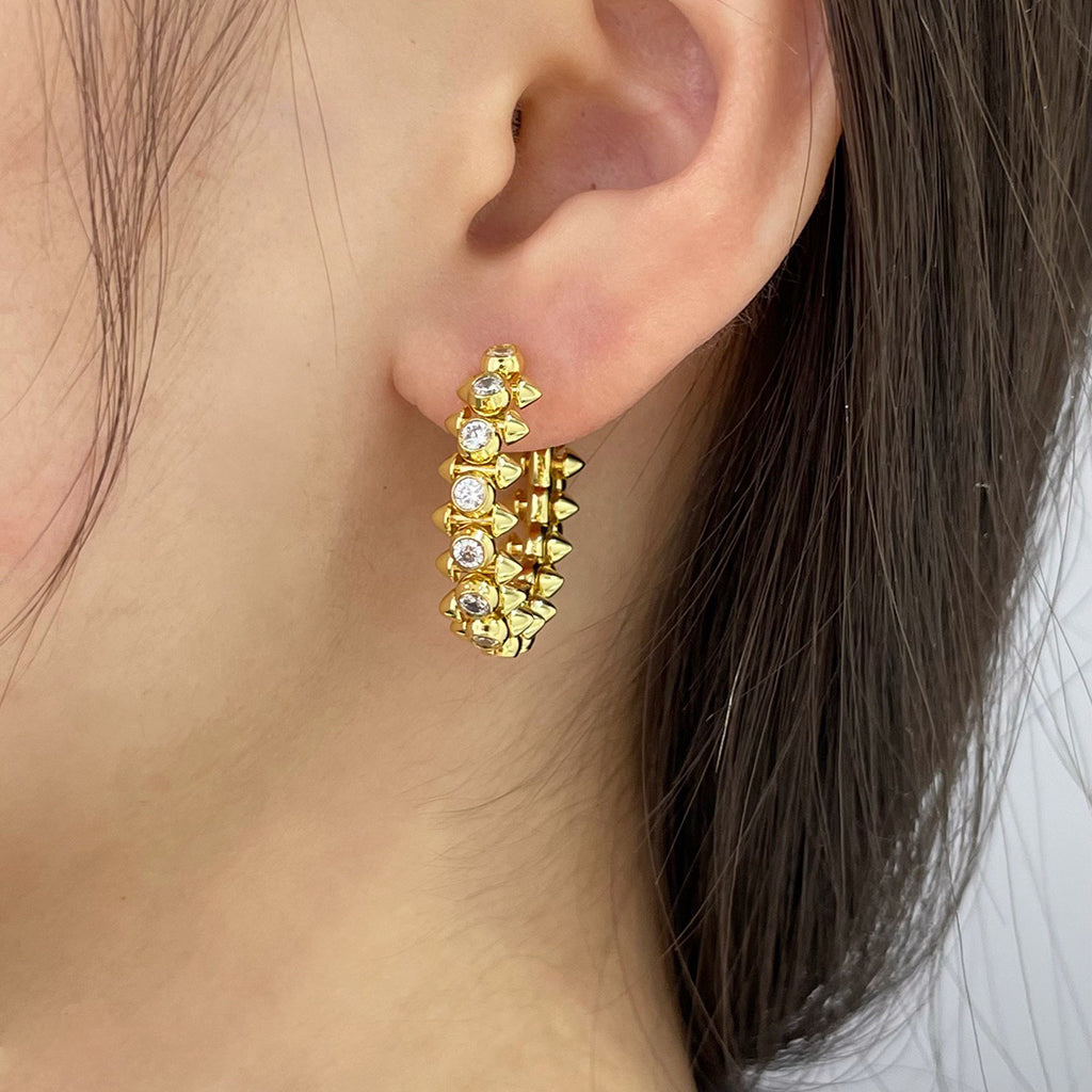[Limara] CLASH FULL DIAMOND MEDIUM EARRINGS