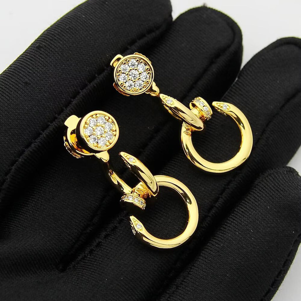 [Limara] JUSTE HALF DIAMOND DOUBLE EARRINGS