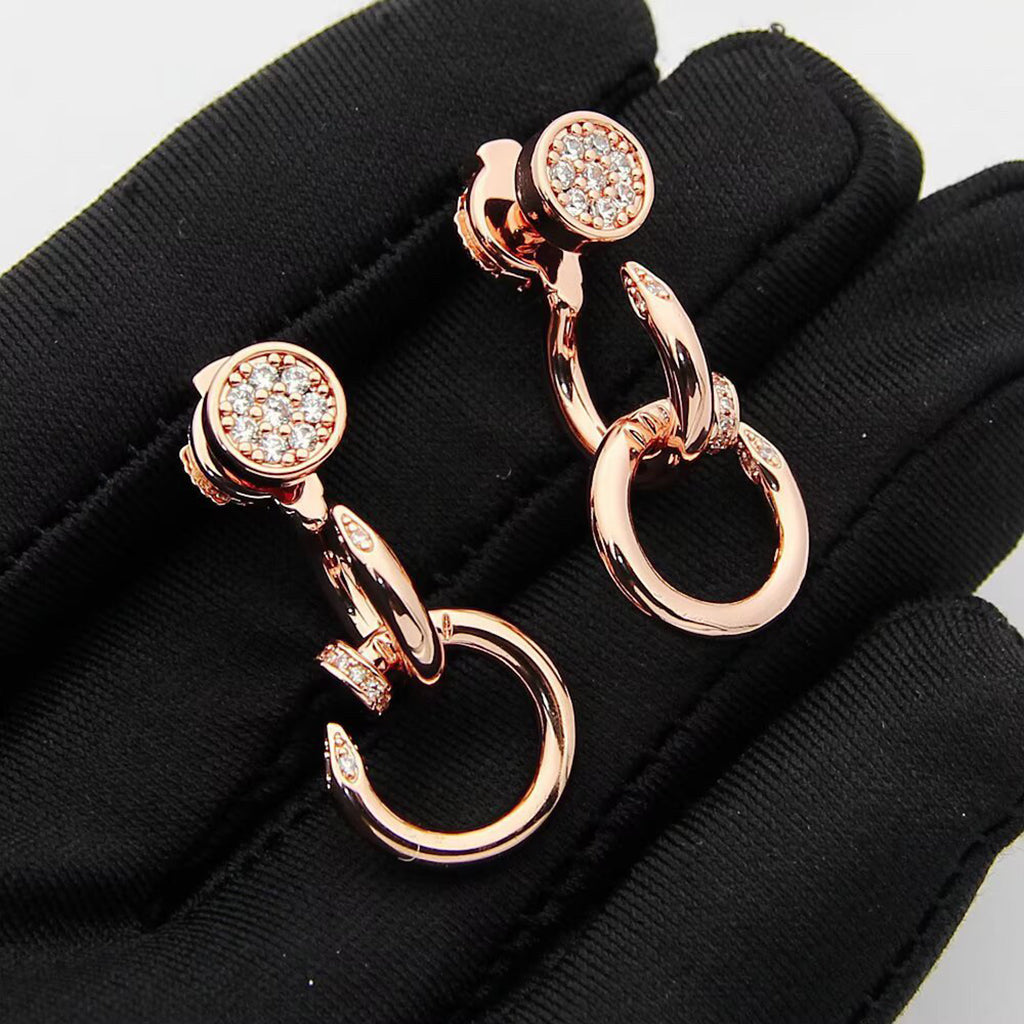 [Limara] JUSTE HALF DIAMOND DOUBLE EARRINGS