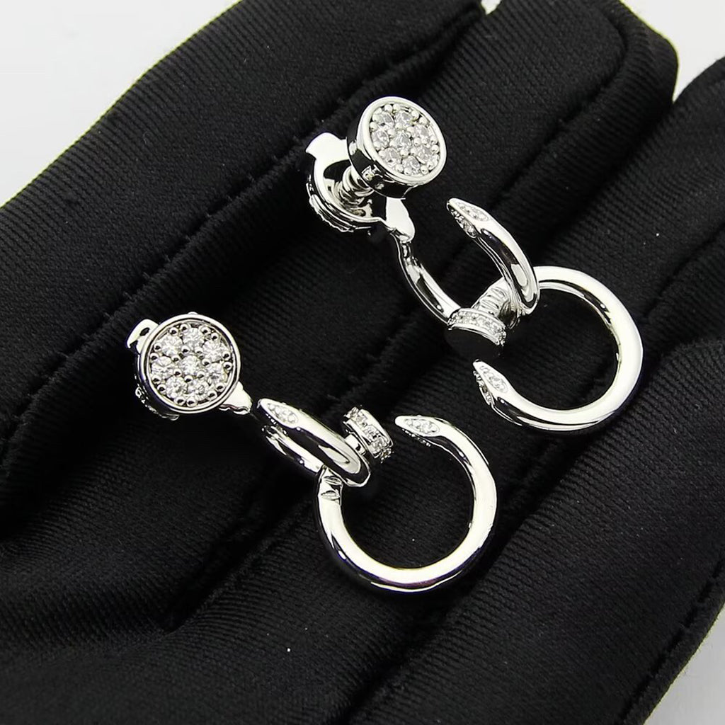 [Limara] JUSTE HALF DIAMOND DOUBLE EARRINGS
