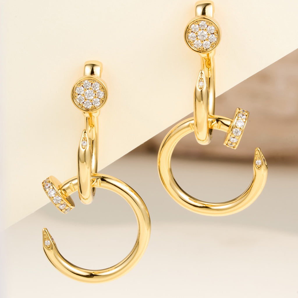 [Limara] JUSTE HALF DIAMOND DOUBLE EARRINGS