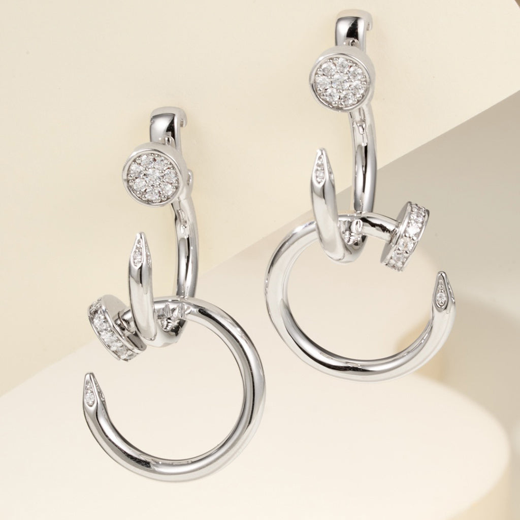 [Limara] JUSTE HALF DIAMOND DOUBLE EARRINGS