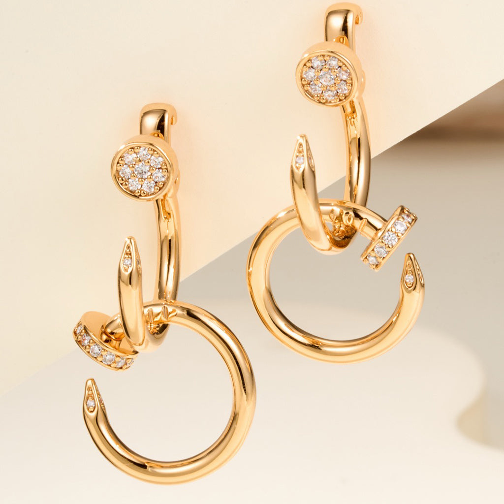 [Limara] JUSTE HALF DIAMOND DOUBLE EARRINGS