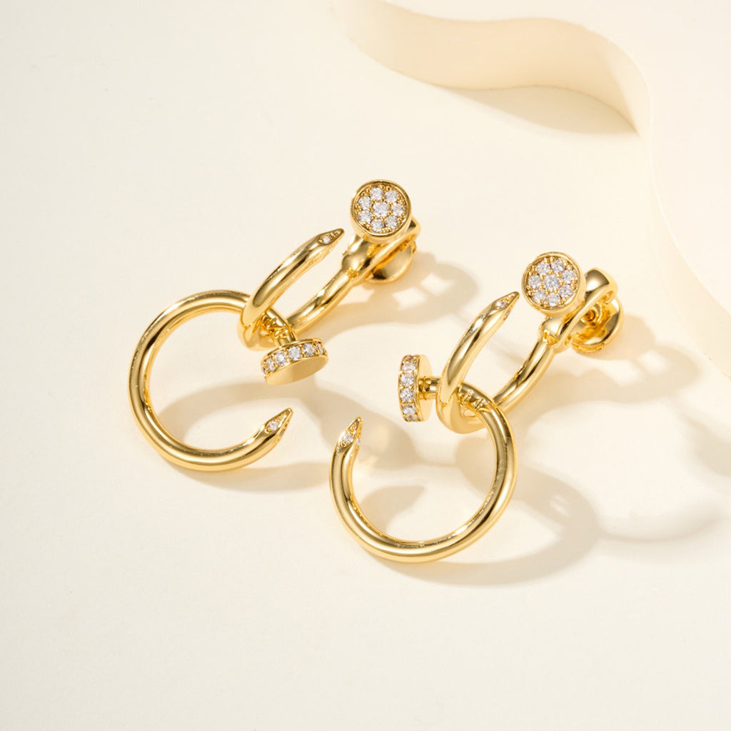 [Limara] JUSTE HALF DIAMOND DOUBLE EARRINGS