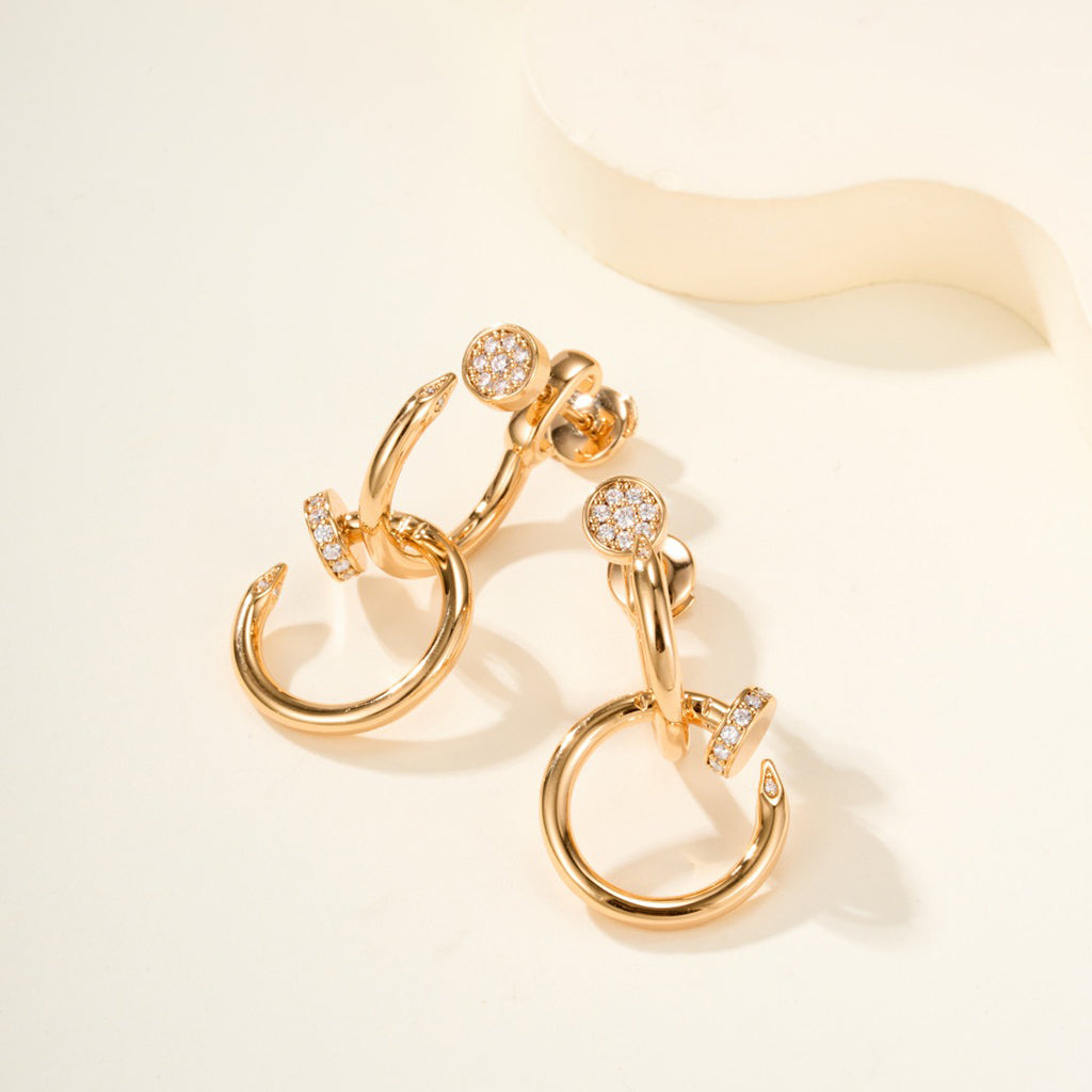 [Limara] JUSTE HALF DIAMOND DOUBLE EARRINGS