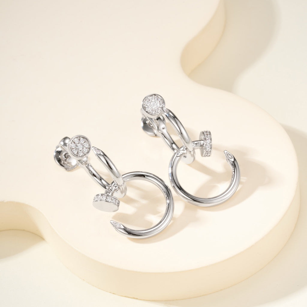[Limara] JUSTE HALF DIAMOND DOUBLE EARRINGS