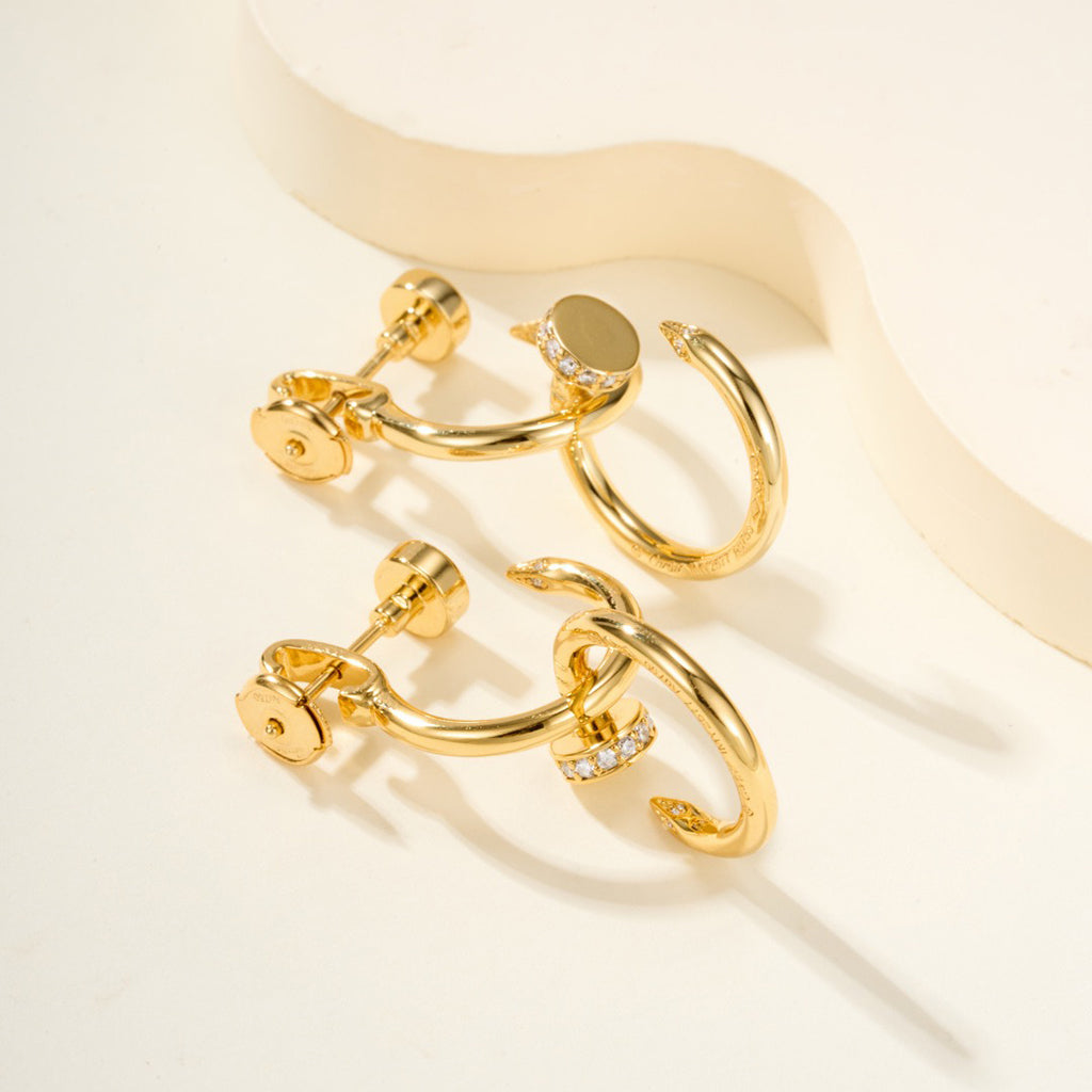 [Limara] JUSTE HALF DIAMOND DOUBLE EARRINGS