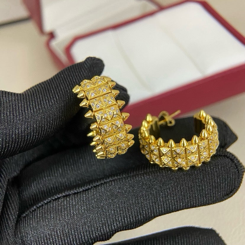 [Limara] CLASH 9.2MM FULL DIAMOND DOUBLE ROW EARRINGS