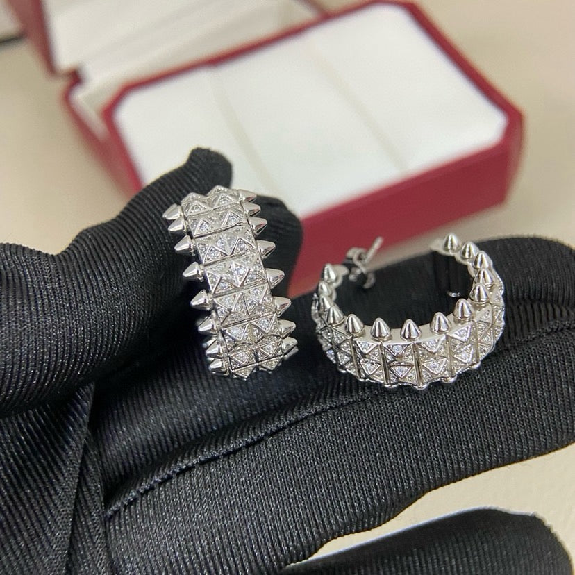 [Limara] CLASH 9.2MM FULL DIAMOND DOUBLE ROW EARRINGS