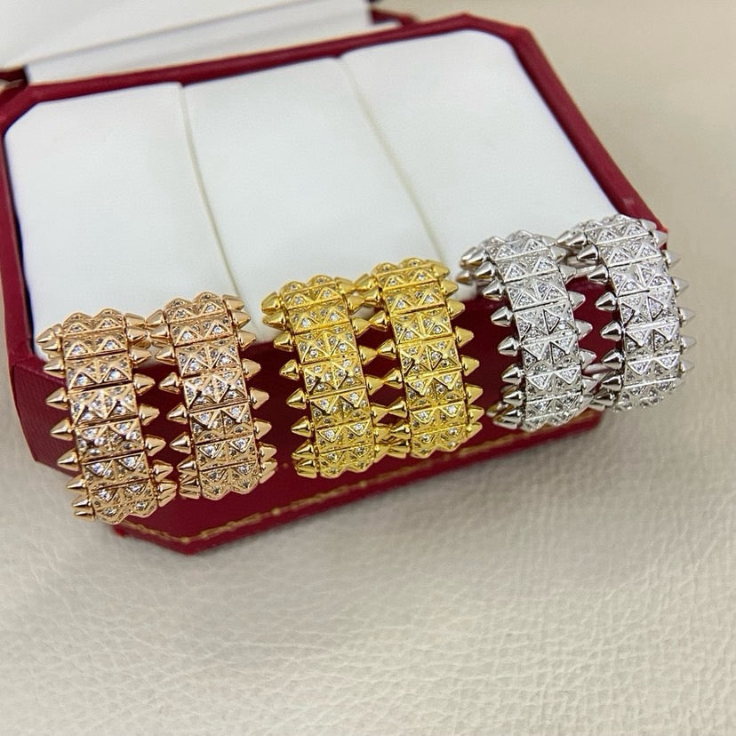 [Limara] CLASH 9.2MM FULL DIAMOND DOUBLE ROW EARRINGS