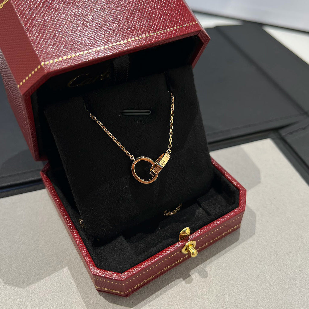 [Limara] LOVE DOUBLE RING HALF DIAMOND NECKLACE