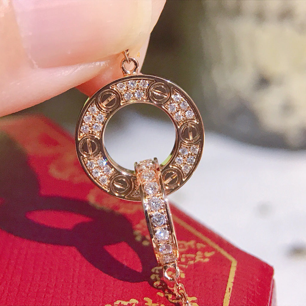 [Limara] LOVE  FULL DIAMOND PENDANT NECKLACE