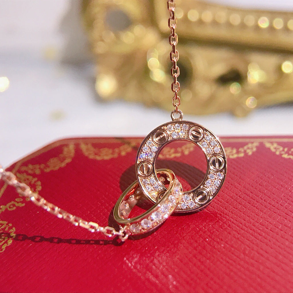[Limara] LOVE  FULL DIAMOND PENDANT NECKLACE