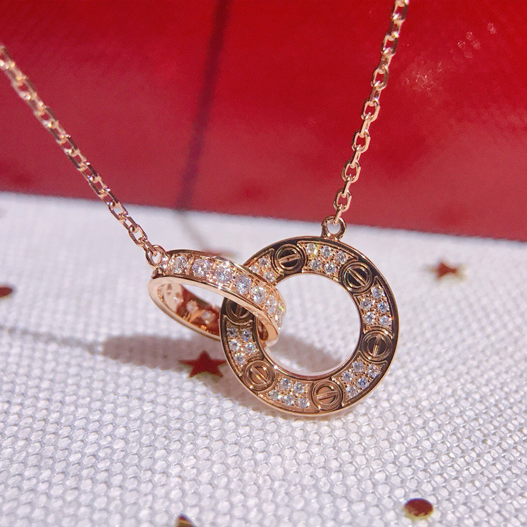 [Limara] LOVE  FULL DIAMOND PENDANT NECKLACE