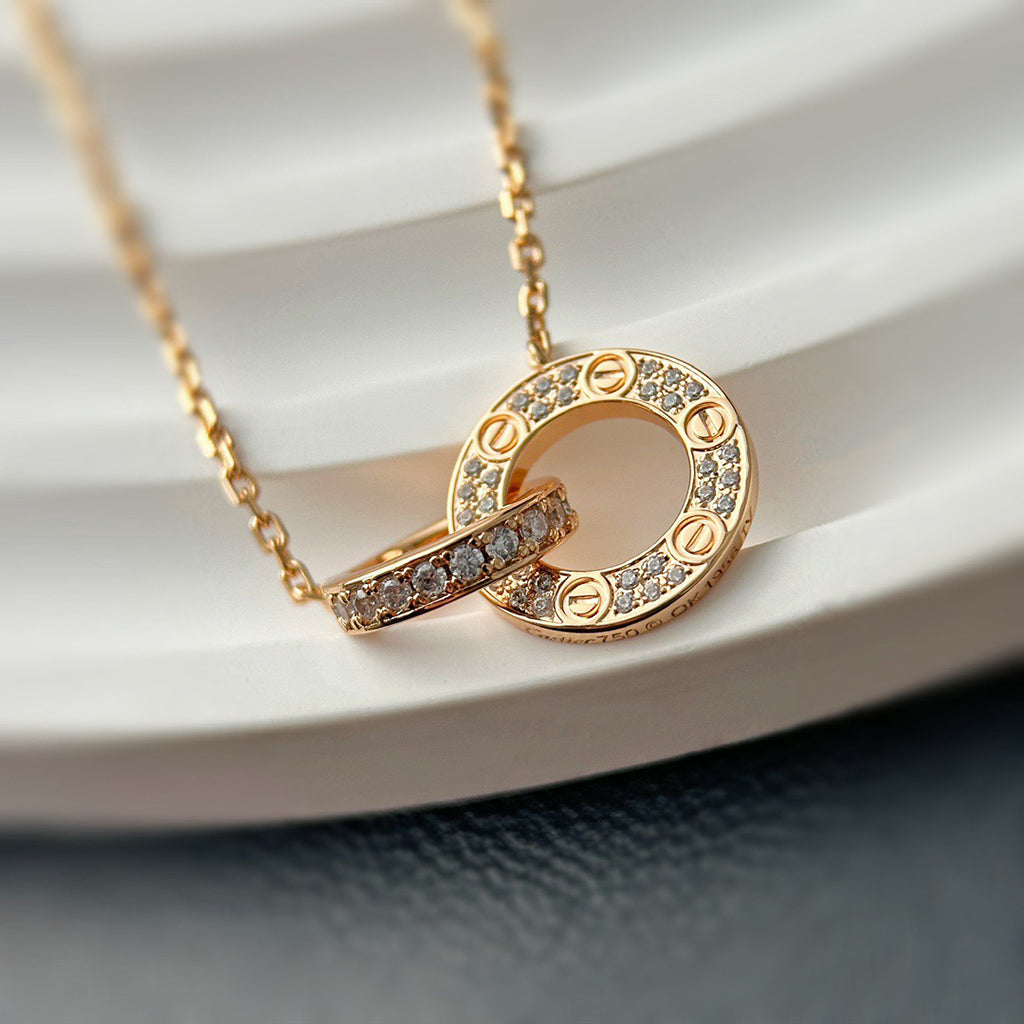 [Limara] LOVE  FULL DIAMOND PENDANT NECKLACE