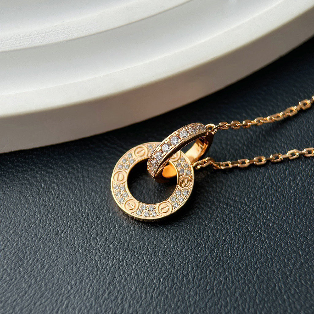 [Limara] LOVE  FULL DIAMOND PENDANT NECKLACE
