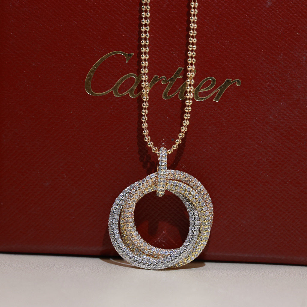 [Limara] TRINITY LARGE FULL DIAMOND  NECKLACE