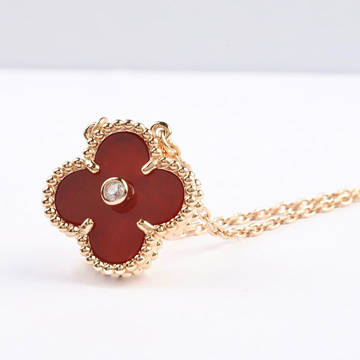 [Limara] CLOVER 15MM DIAMOND CARNELIAN NECKLACE