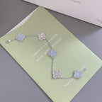 [Limara]LUCKY CLOVER 5-MOTIF BRACELET - PURPLE CHALCEDONY COLLECTION