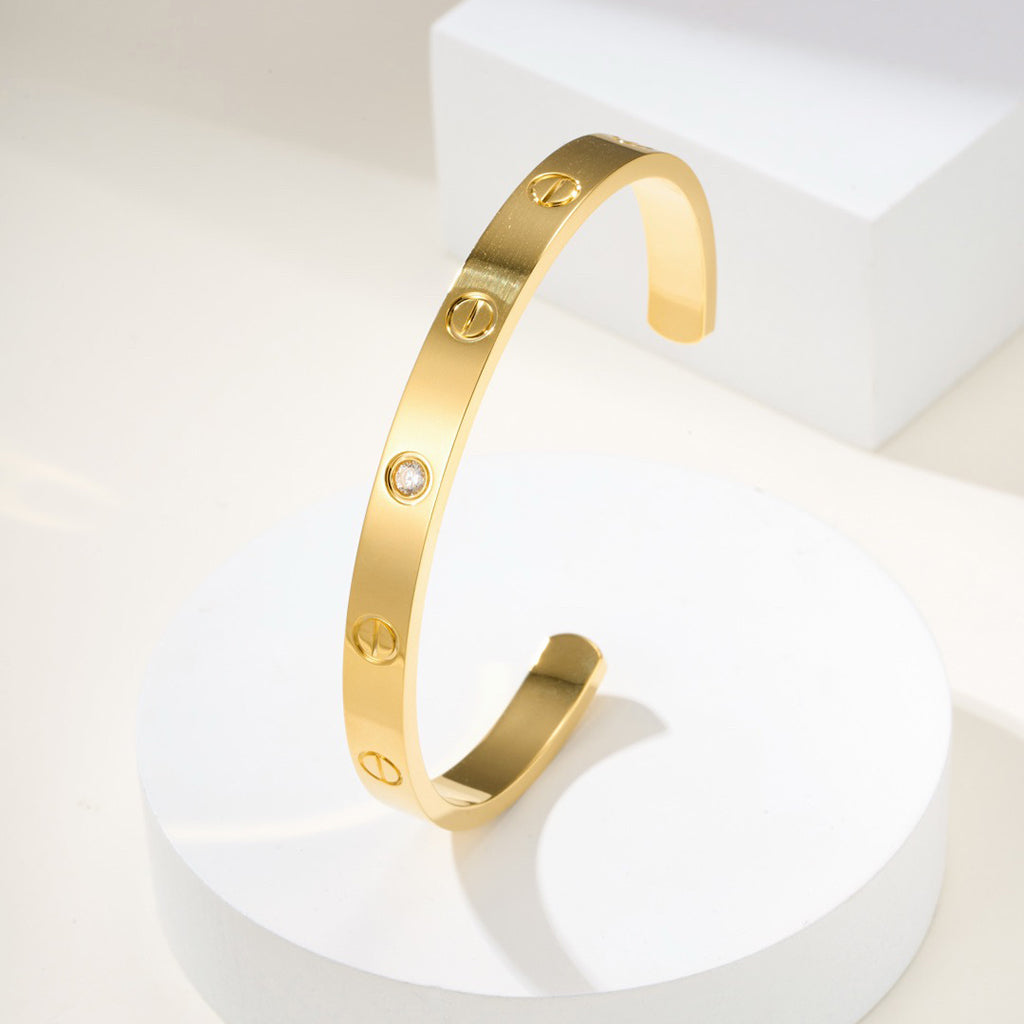 [Limara] LOVE BRACELET 6.1MM 1 DIAMOND OPEN CUFF