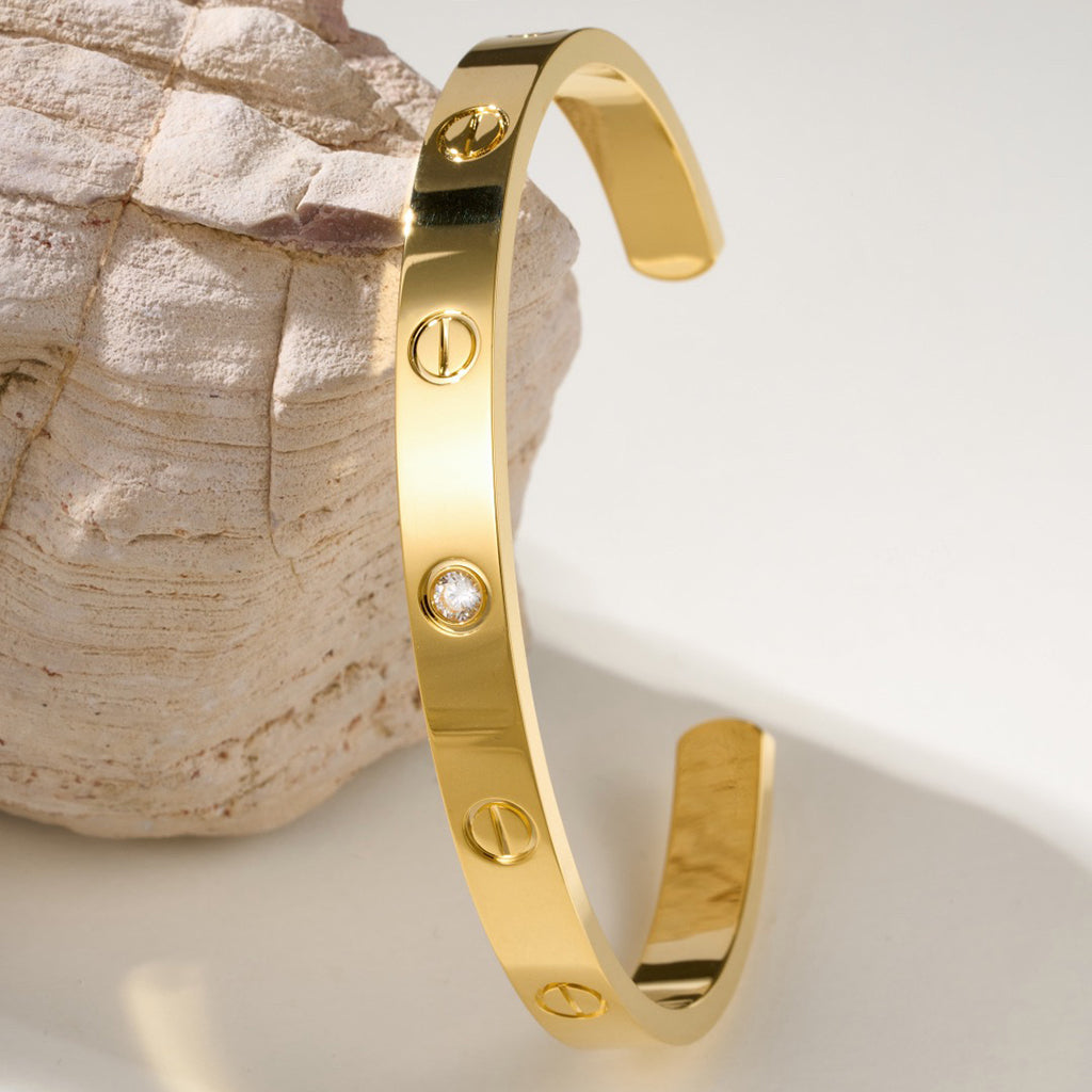 [Limara] LOVE BRACELET 6.1MM 1 DIAMOND OPEN CUFF