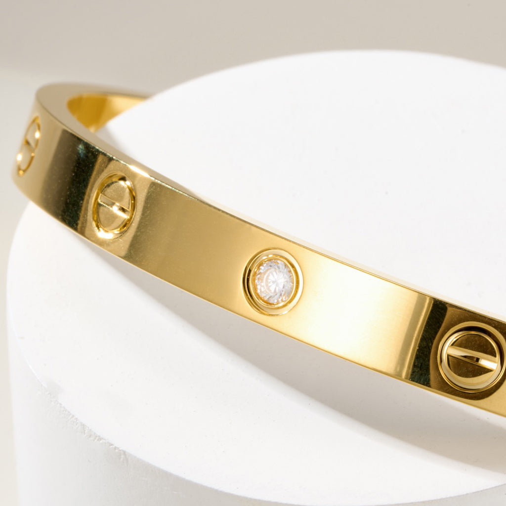 [Limara] LOVE BRACELET 6.1MM 1 DIAMOND OPEN CUFF