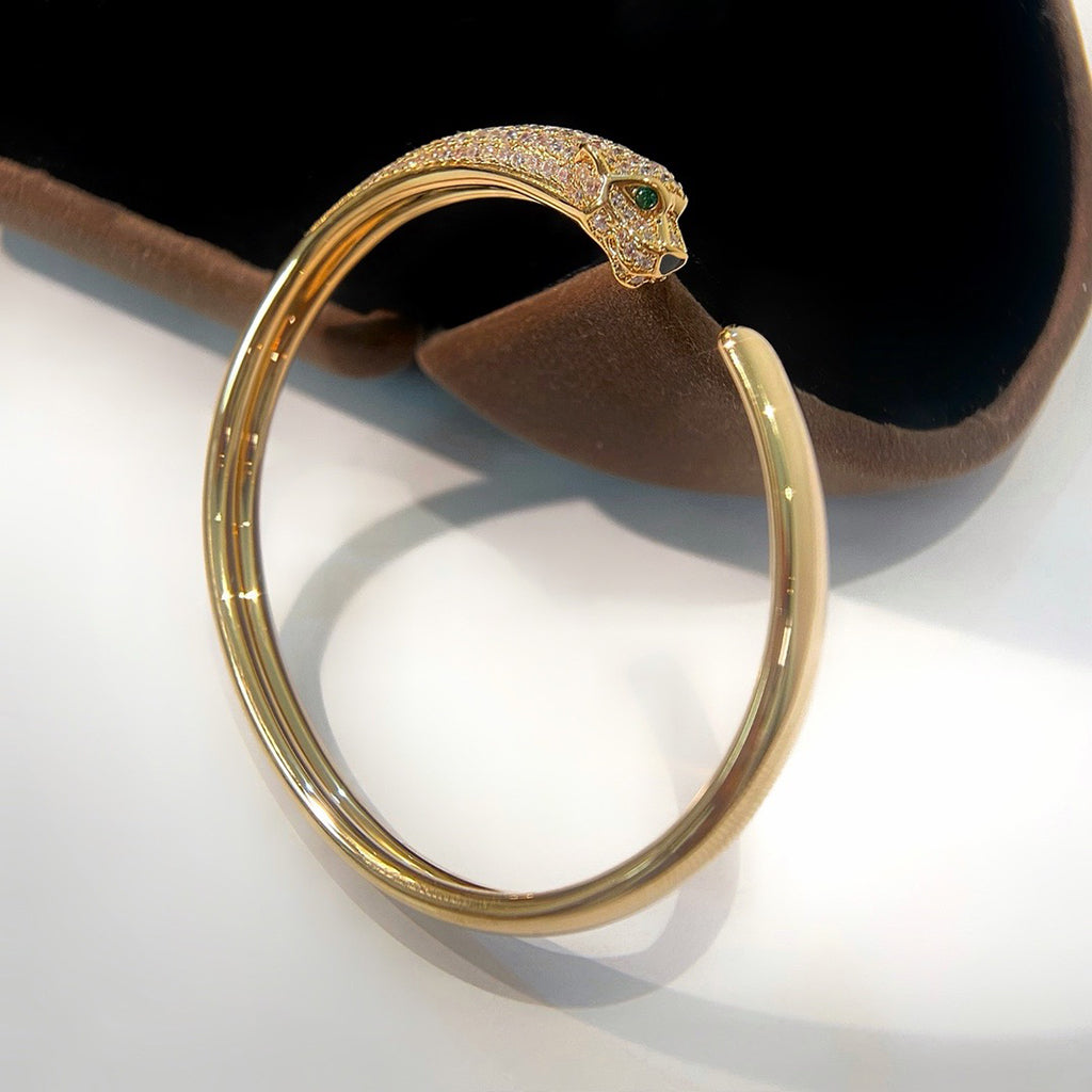 [Limara] PANTHERE HALF DIAMOND OPEN BRACELET