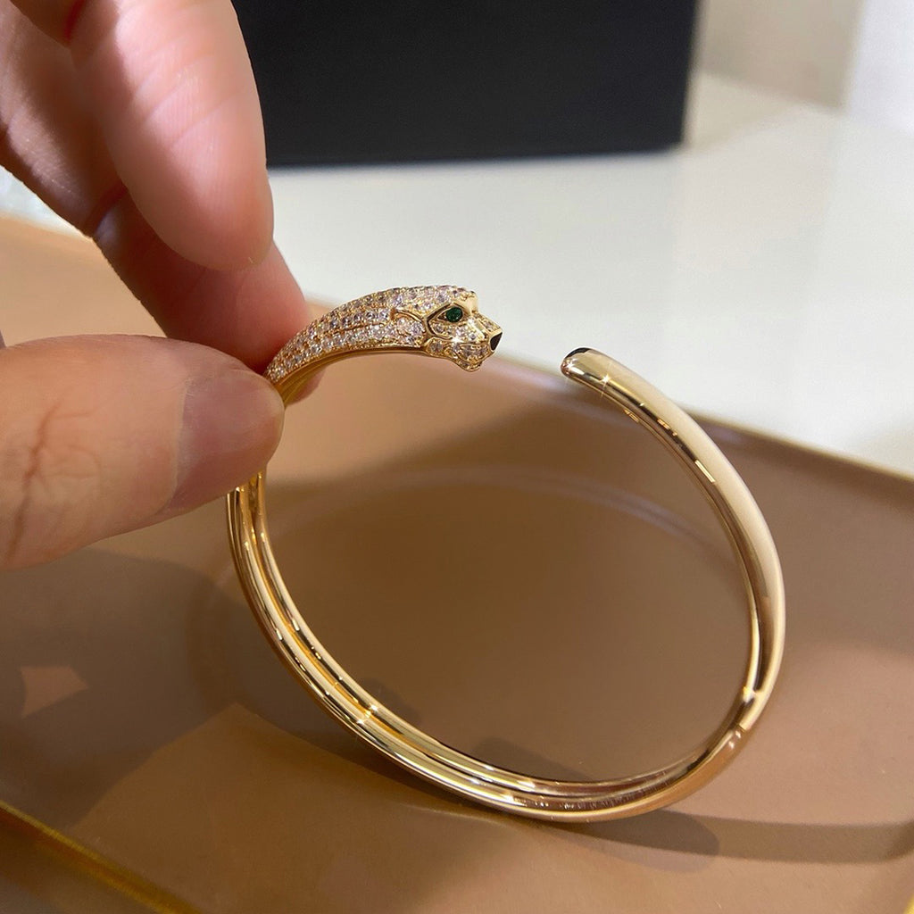 [Limara] PANTHERE HALF DIAMOND OPEN BRACELET