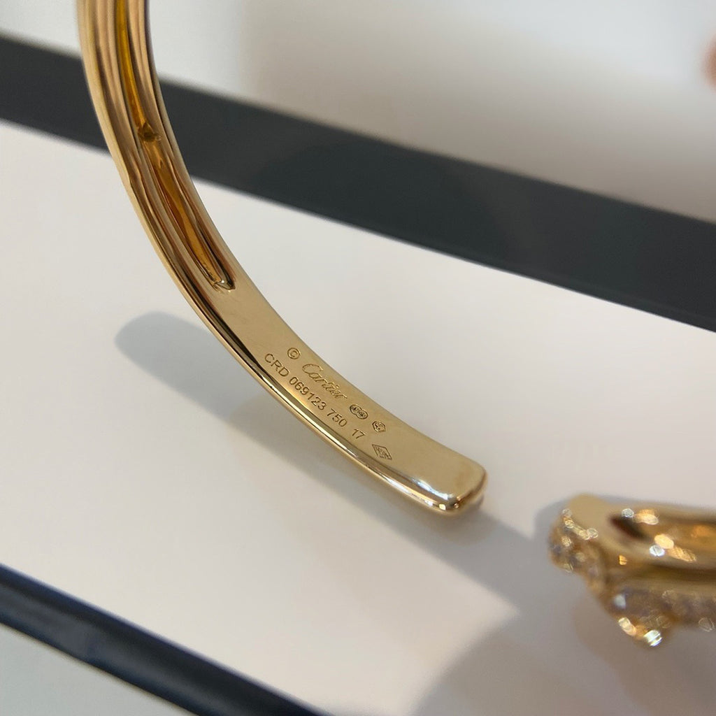 [Limara] PANTHERE HALF DIAMOND OPEN BRACELET