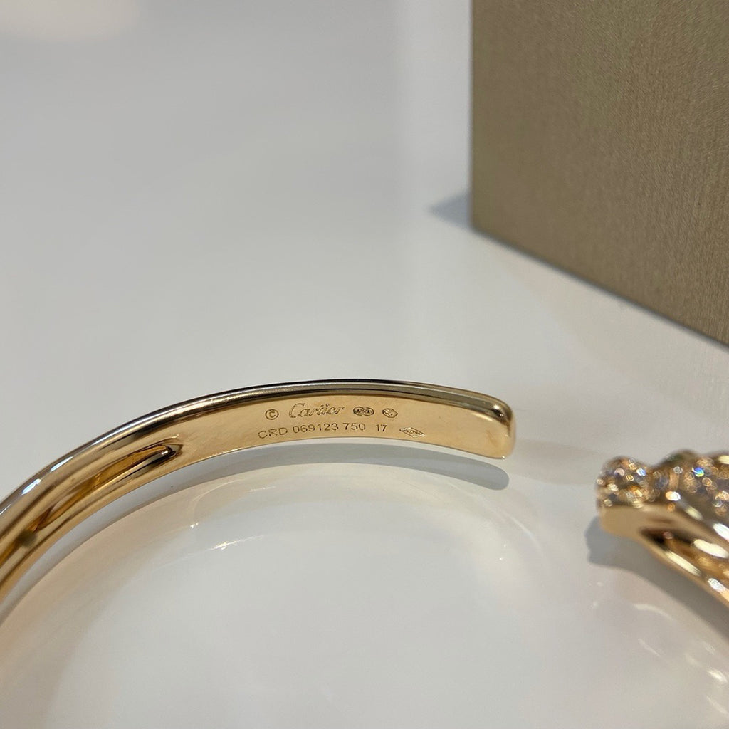 [Limara] PANTHERE HALF DIAMOND OPEN BRACELET