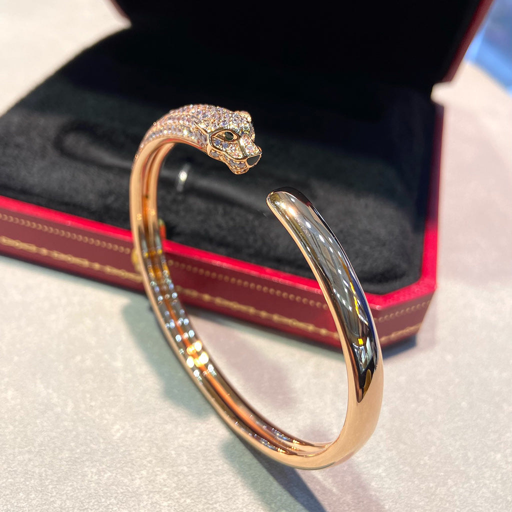 [Limara] PANTHERE HALF DIAMOND OPEN BRACELET