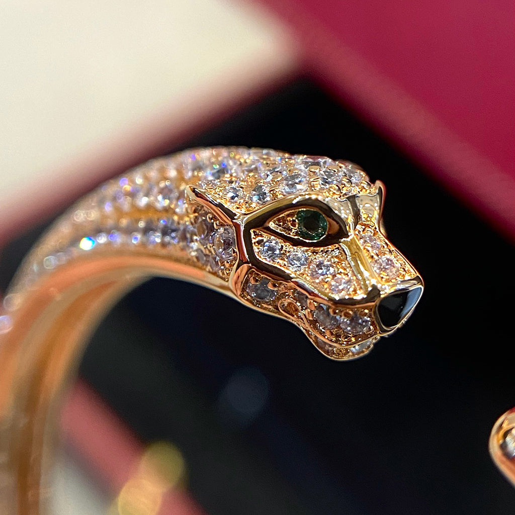 [Limara] PANTHERE HALF DIAMOND OPEN BRACELET