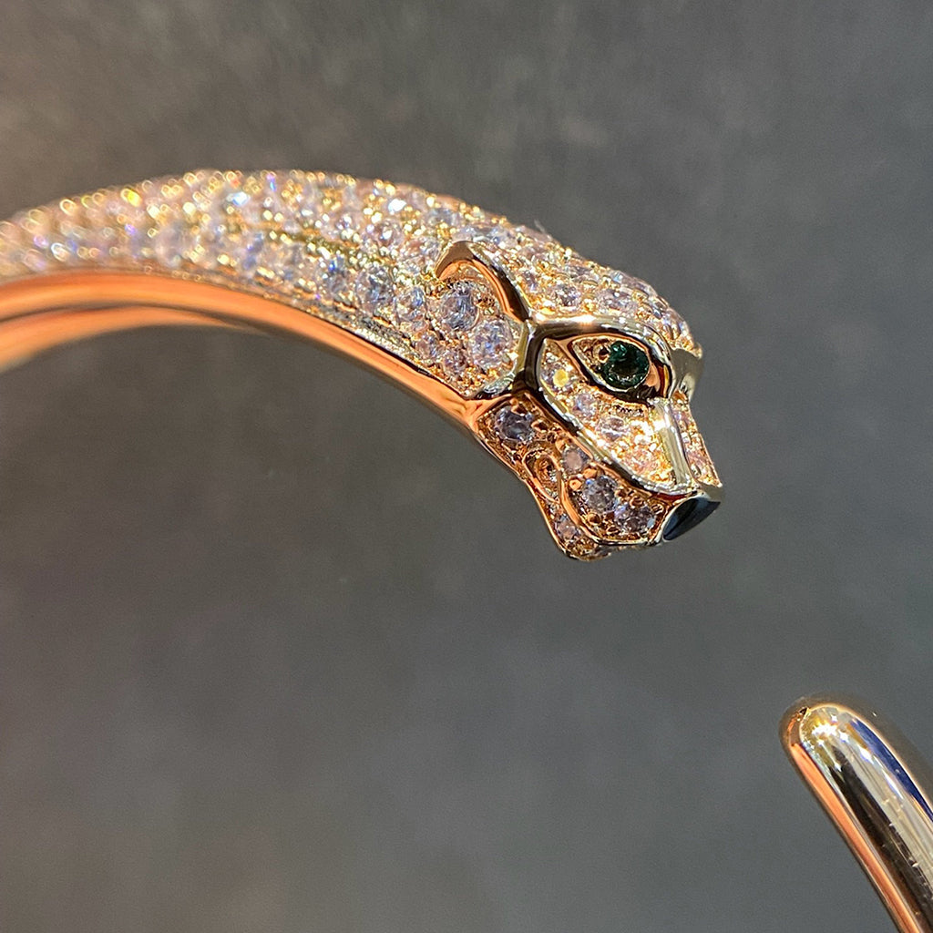 [Limara] PANTHERE HALF DIAMOND OPEN BRACELET