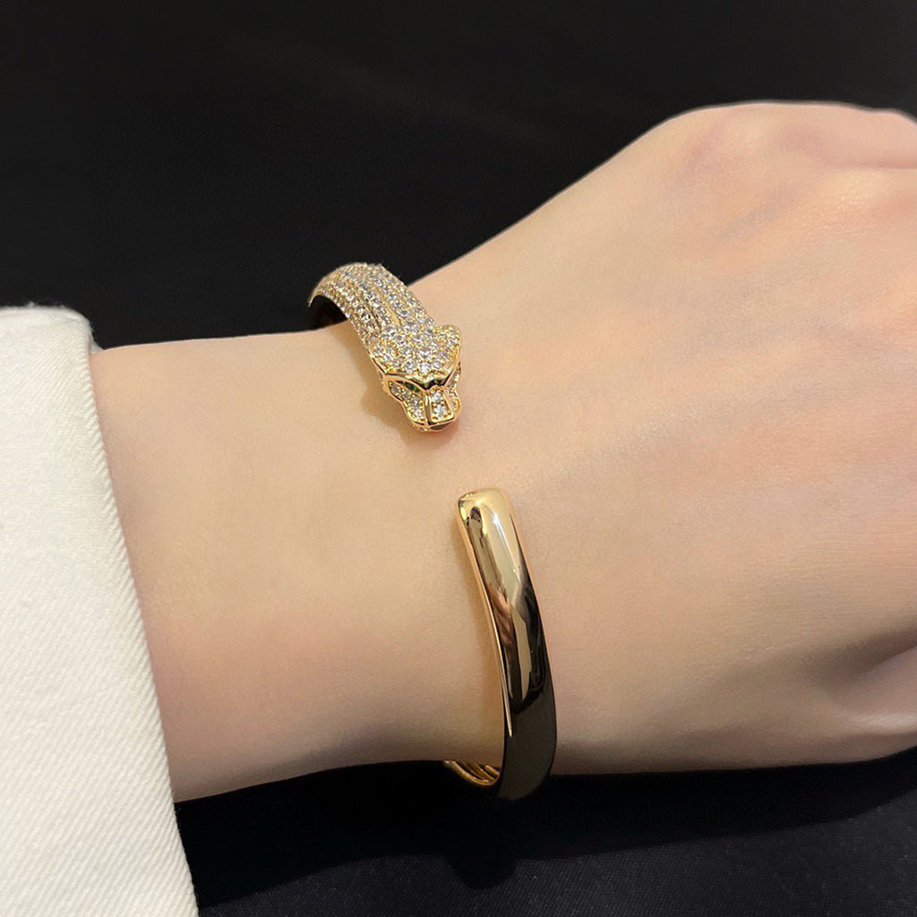 [Limara] PANTHERE HALF DIAMOND OPEN BRACELET