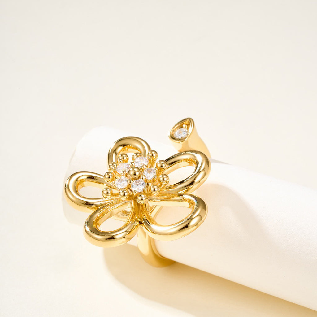 [Limara]   FLOWERLACE OPEN RING 5 DIAMONDS