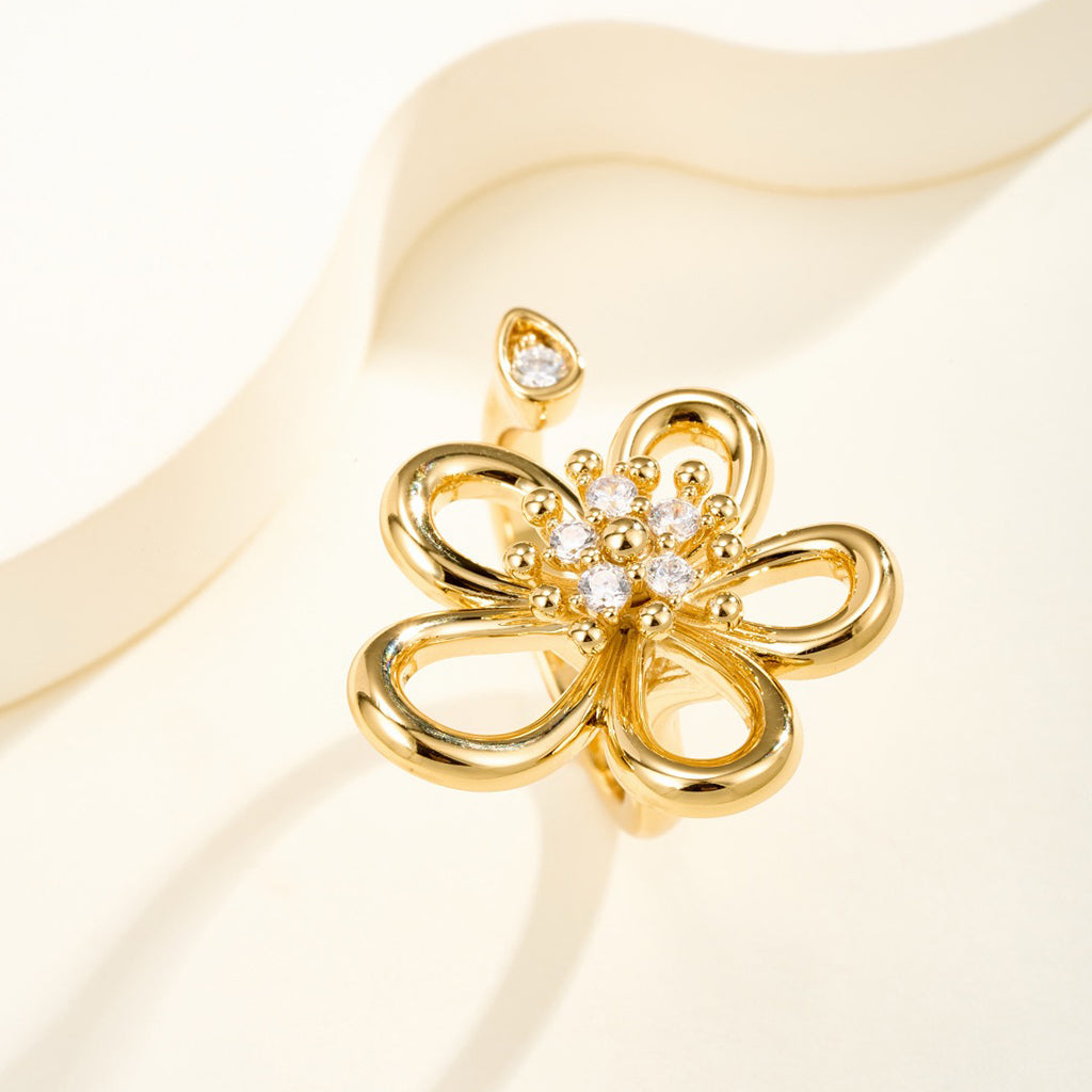 [Limara]   FLOWERLACE OPEN RING 5 DIAMONDS