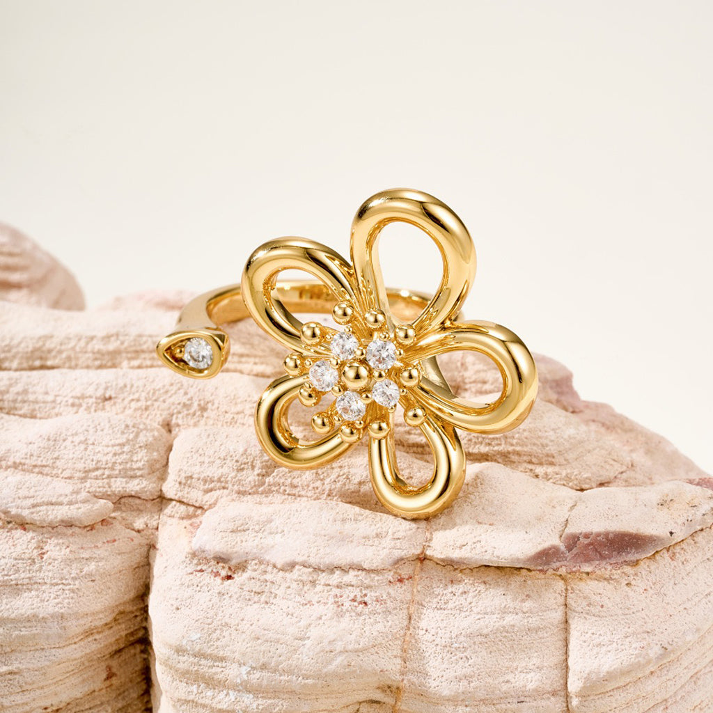 [Limara]   FLOWERLACE OPEN RING 5 DIAMONDS