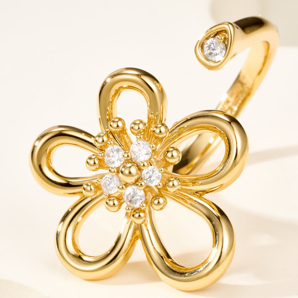 [Limara]   FLOWERLACE OPEN RING 5 DIAMONDS