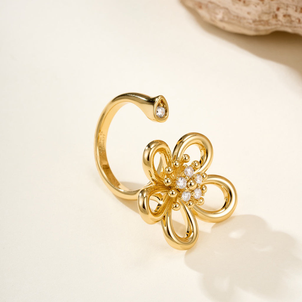 [Limara]   FLOWERLACE OPEN RING 5 DIAMONDS