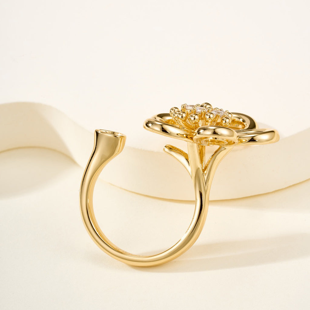 [Limara]   FLOWERLACE OPEN RING 5 DIAMONDS