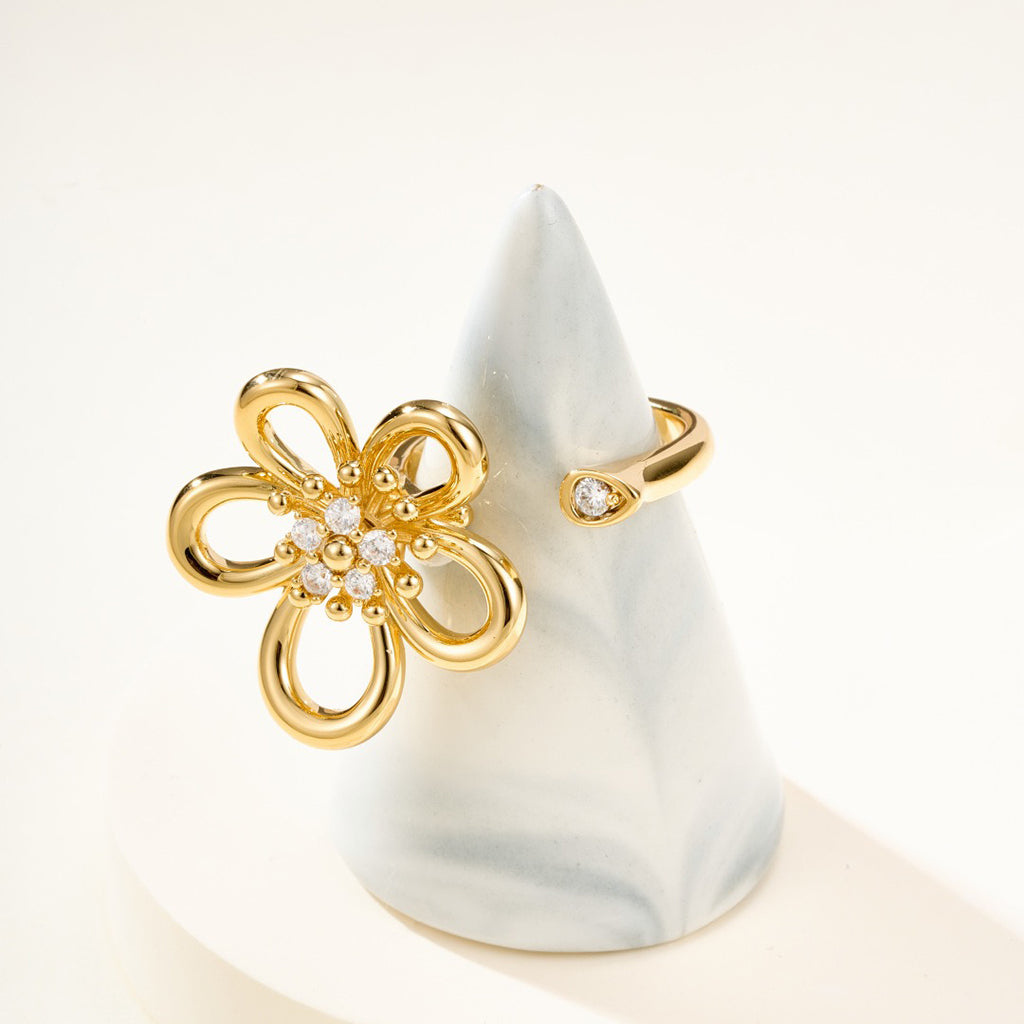 [Limara]   FLOWERLACE OPEN RING 5 DIAMONDS